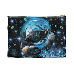 Cancer Zodiac Makeup Bag Astrology Gift Cute Cosmetic Bag for Cancer Sign Birthday Gift Celestial Zip Bag Limited Edition Bag