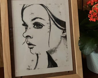 2.20.1#1 - "El Camarón" - Monotipo - Blanco y Negro - Retrato - Dibujo - Arte Original - Moderno - Sin Marco - Impresión de Bellas Artes - sobre Papel - Chica