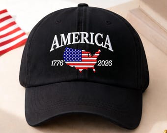 America 250th Anniversary Embroidered Hat, USA Flag Cap