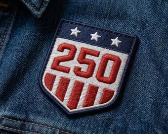 Embroidered USA 250th Anniversary Patch, Patriotic American Logo Design