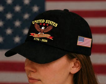United States 250th Anniversary Hat, 1776–2026 USA Eagle Embroidered Cap, American Freedom Gift for Veterans, Anniversary 4th of July Hat