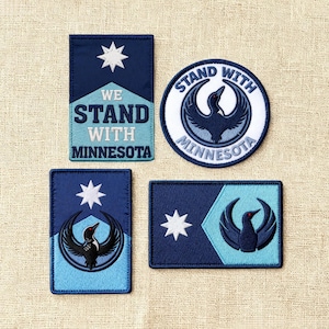 Minnesota Embroidered Patch, Loon Star, MN Flag, Iron-On