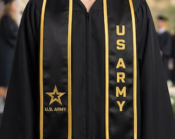 Military Graduation Stole Custom, Army Inspired Grad Stole, Personalized Graduation Sash, Veteran Graduation Stole, Class of 2026 Gift