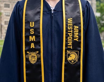 Custom Embroidery Graduation Stole, Naval Academy Graduation Stole, Personalized Military Graduation Stole, Class of 2026 Sash