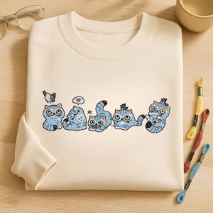 Embroidered Kpop Demon Hunter Tiger Sweatshirt, Derpy Tiger Demon Hunters Tee, Cute Saja Boys Kpop, Fan Gift, Saja Boys Boy Band Shirt