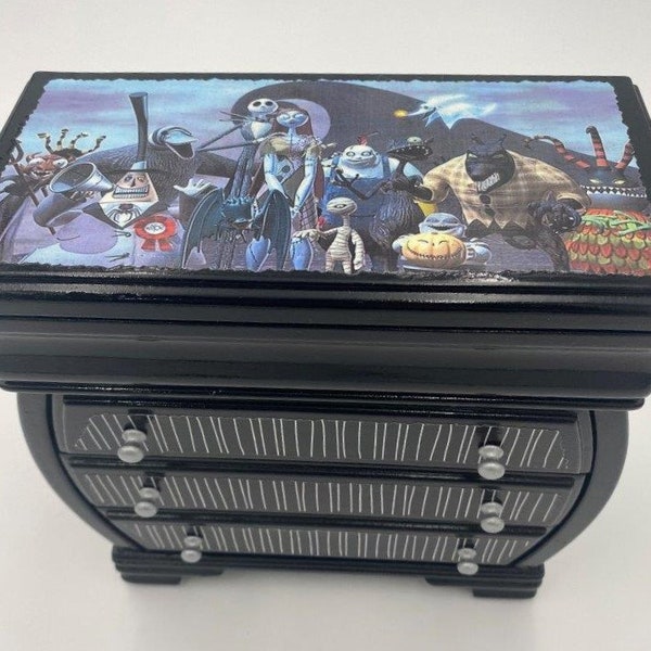 Jack Skellington Nightmare Before Christmas Upcycled Jewelry & Trinket Box