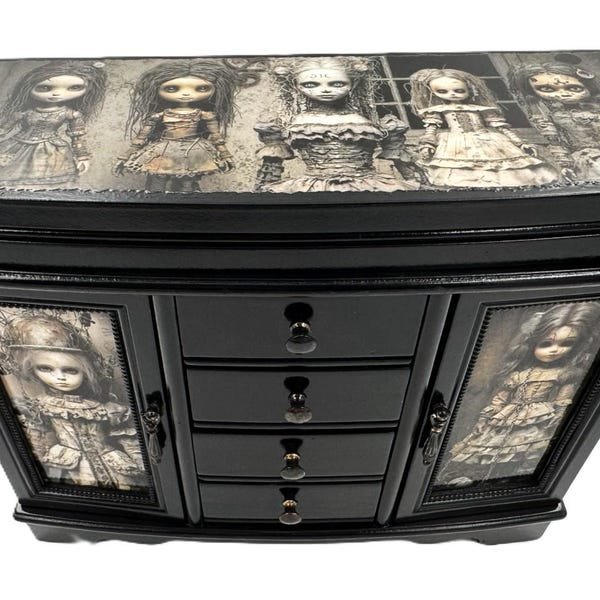 Upcycled Creepy Gothic Doll Jewelry Box