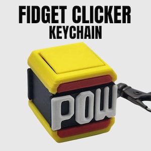 Porte-clés POW Block Fidget Clicker : rétro gamer nostalgie, Keycap Fidget Toy, Key Clicker Fidget, Clicky Fidget, porte-clés Fidget Clicker