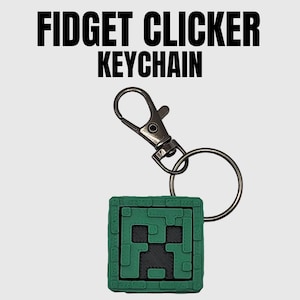 Pixel Creeper Fidget Clicker Keychain, Keycap Fidget Toy, Key Clicker Fidget, Clicky Fidget, Fidget Clicker Keychain, Fidget Toy Keychain