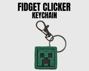 Pixel Creeper Fidget Clicker Keychain, Keycap Fidget Toy, Key Clicker Fidget, Clicky Fidget, Fidget Clicker Keychain, Fidget Toy Keychain