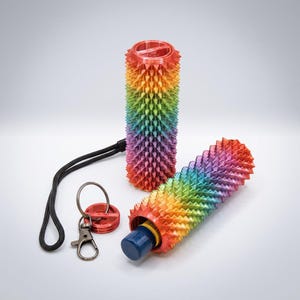 Spiky Fidget Roller, Texturerad Sensorisk Skrivbordsleksak, Smärtstimulerande, Regnbåge, Spiky Sensorisk Leksak, Stim Stick, Smärtstimulerande Fidgetleksak, Chapstick Hållare