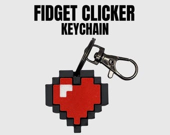 Heart Fidget Clicker Keychain, Keycap Fidget Toy, Key Clicker Fidget, Clicky Fidget, Fidget Clicker, Fidget Clicker Keychain, Tactile Toy