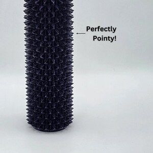 May include: A dark, cylindrical item with a textured surface featuring regularly spaced, pointed projections. The text "Perfectly Pointy!" is visible. The object is set against a white backdrop.