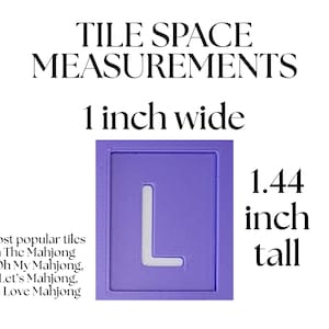 May include: A purple tile space measurement tool with the letter "L" in white. The text reads "TILE SPACE MEASUREMENTS" and "1 inch wide" and "1.44 inch tall". The text also mentions tile brands.