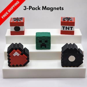 Video Game Themed Magnets Creeper TNT Pixel Heart Fridge Magnets Gamer Gift Party Favor Stocking Stuffer for Kids Teacher Unique Gift Idea