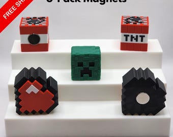 Magneti Pixel Game: Creeper, TNT, Cuore - Regalo per Gamer