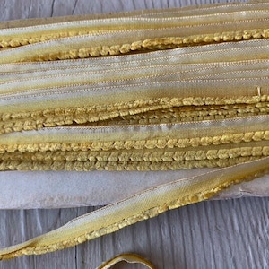 By the 1/2 Yard Antique French Chenille Edge Ombre Ribbon Shades of Yellow (Ref: A-3411 Box 6)