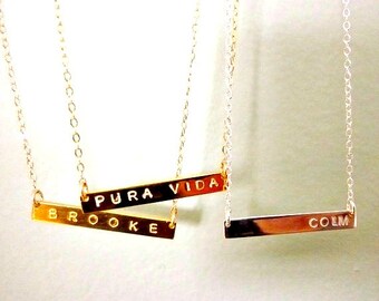 necklace bar gold initial personalized name