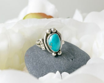 Vintage Navajo Sterling Turquoise Ring, Vintage Southwestern Turquoise Ring, Vintage Native American Turquoise Ring, Old Pawn Turquoise Ring
