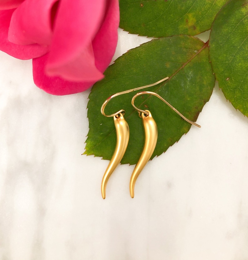 Italian Horn Earrings Gold Italian Horn Earrings Gold Etsy