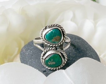 Vintage Navajo Sterling Turquoise Ring, Vintage Old Pawn Green Turquoise Ring, Vintage Native American Turquoise Ring, Navajo Turquoise Ring