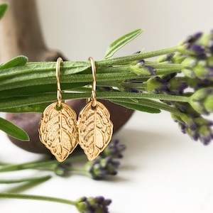 Sterling Silver Leaf Earrings, Gold Leaf Earrings, Handmade Leaf Earrings, Minimalist Dainty Earrings, Christmas Gift for Her, MomentusNY