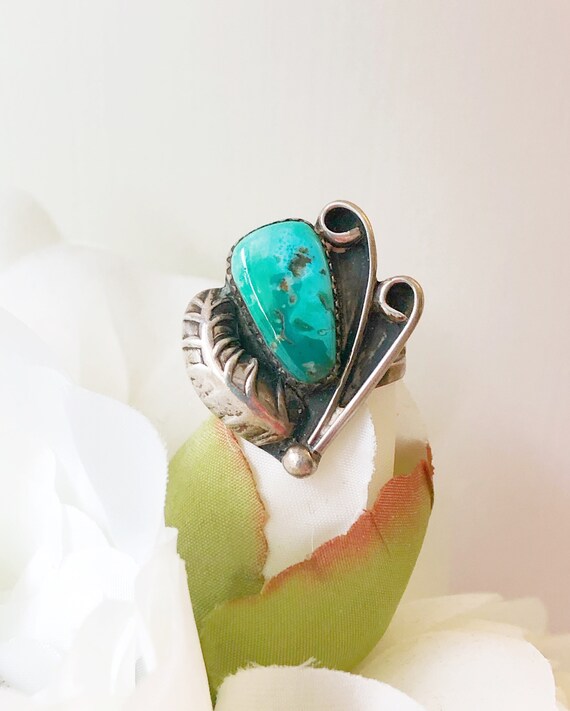 Vintage Navajo Turquoise Ring, Vintage Navajo Squ… - image 5