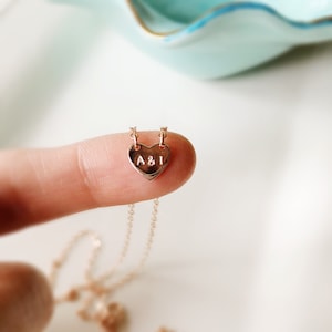 Rose Gold Heart Initial Necklace Initial Heart Personalized Heart Necklace Rose Gold Heart Necklace Small Gold Heart Tiny Initial Necklace