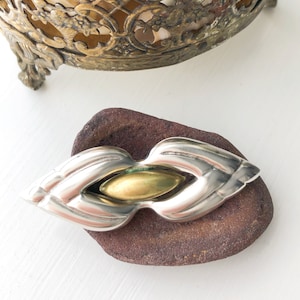Vintage Sterling Taxco Two Tone Brooch/Pin, Mid Century Modern Sterling Silver Brooch, Vintage Taxco Sterling Silver Mixed Metal Brooch