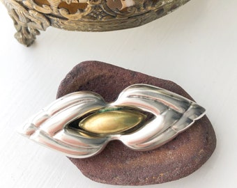 Vintage Mexico Taxco Sterling Silver 925 Brass Buckle Bracelet 7.5