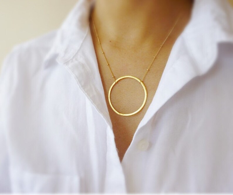 Large Circle Necklace Large Gold Circle Necklace Gold Karma Etsy