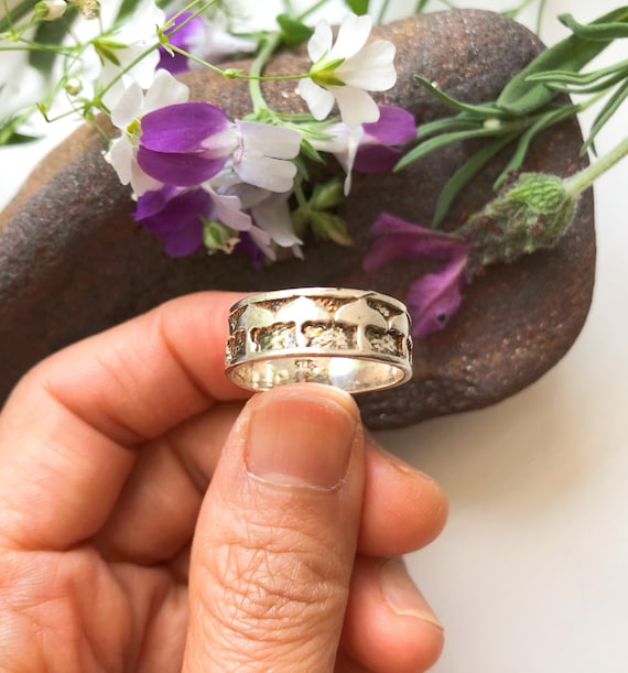 Mid Century Modern Sterling Safari Tree Ring, Mid… - image 1