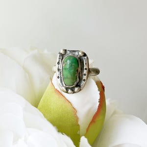 Vintage Sterling Silver Turquoise Horseshoe Ring - Size 5.75 - Old Pawn Style