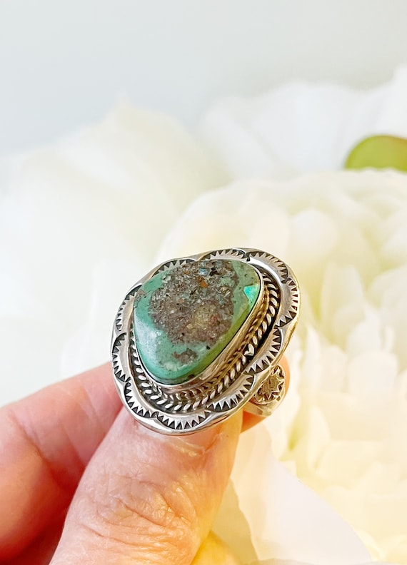 Rare Damale Turquoise!! Vintage Navajo Sterling Silver Native American Jewelry Ring Old Rare Damale Turquoise!! Vintage Navajo Sterling Silver Native American Jewelry Ring Old