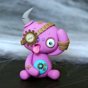 Random STEAMPUNK LittleLazies 1 Miniature Monster Polymer Clay Sculpture Handmade Thank You image 2