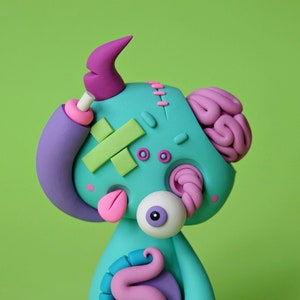 Random ZOMBIE LittleLazies 1 Miniature Monster Polymer Clay Sculpture Handmade Thank You image 3