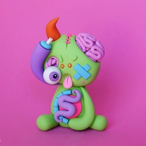 Random ZOMBIE LittleLazies 1 Miniature Monster Polymer Clay Sculpture Handmade Thank You image 1