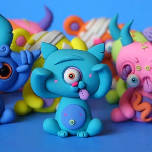 Random THREE PACK of LittleLazies 3 Miniature Monsters Polymer Clay Sculptures Handmade Thank You image 5