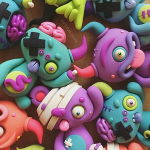 Random THREE PACK of LittleLazies 3 Miniature Monsters Polymer Clay Sculptures Handmade Thank You image 10