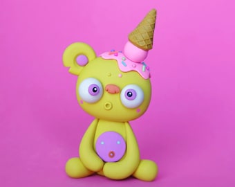 Random ICE-CREAM-BEAR LittleLazies | 1 Miniature Monster Polymer Clay Sculpture | Summer, Icecream Inspired | Handmade | Thank You!