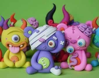 Random THREE PACK of LittleLazies | 3 Miniature Monsters | Polymer Clay Sculptures | Handmade | Thank You!