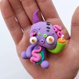 Random ZOMBIE LittleLazies 1 Miniature Monster Polymer Clay Sculpture Handmade Thank You image 8