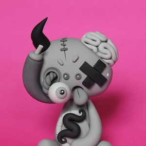 Random B&W ZOMBIE LittleLazies | 1 Miniature Monster Polymer Clay Sculpture | Night of the Living Dead | Handmade | Thank You!