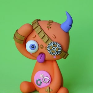 Random STEAMPUNK LittleLazies 1 Miniature Monster Polymer Clay Sculpture Handmade Thank You image 1