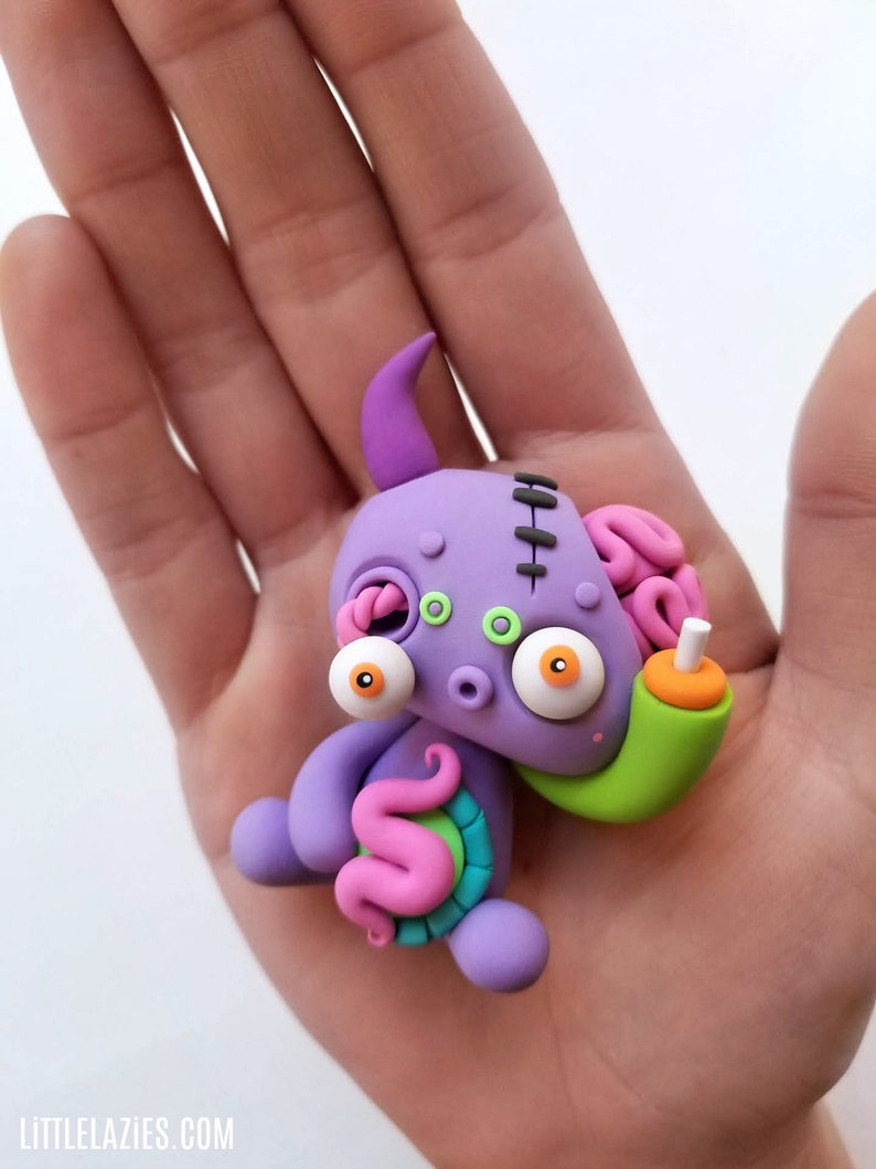 Random ZOMBIE LittleLazies 1 Miniature Monster Polymer Clay Sculpture Handmade Thank You image 8