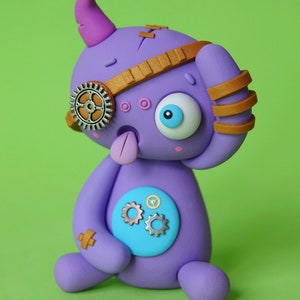 Random STEAMPUNK LittleLazies 1 Miniature Monster Polymer Clay Sculpture Handmade Thank You image 3