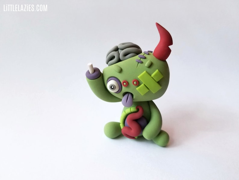 Random ZOMBIE LittleLazies 1 Miniature Monster Polymer Clay Sculpture Handmade Thank You image 9