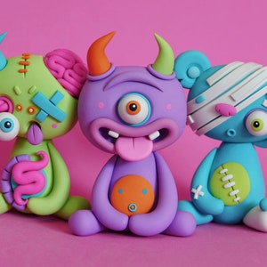 Random THREE PACK of LittleLazies 3 Miniature Monsters Polymer Clay Sculptures Handmade Thank You image 4