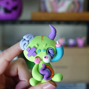 Random ZOMBIE LittleLazies 1 Miniature Monster Polymer Clay Sculpture Handmade Thank You image 7