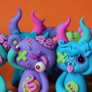 Random THREE PACK of LittleLazies 3 Miniature Monsters Polymer Clay Sculptures Handmade Thank You image 7